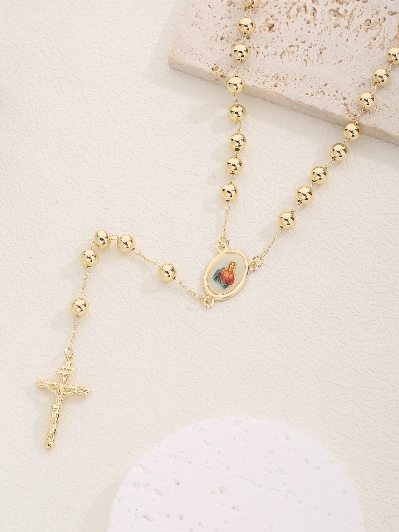 FanSibao Fashion متعدد الألوان مطلي الصليب الديني قلادة طويلة صديقة للبيئة النحاس مجوهرات محايدة #3