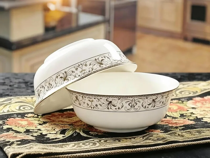 3pcs/lot, bone china gold charger plate and salad bowl set, 10inch plate and 6inch salad bowl,  crystal tray, coconut bowls