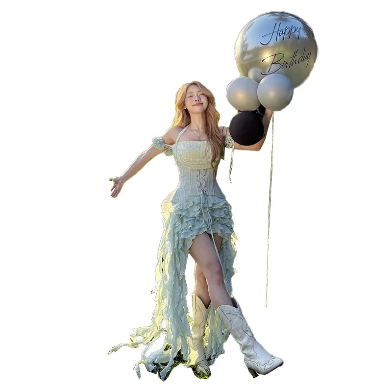 

2025 Европа, Америка и лето, трансграничный новый модный тонкий костюм с воротником на талии и нерегулярными рюшами по краям, женский костюм