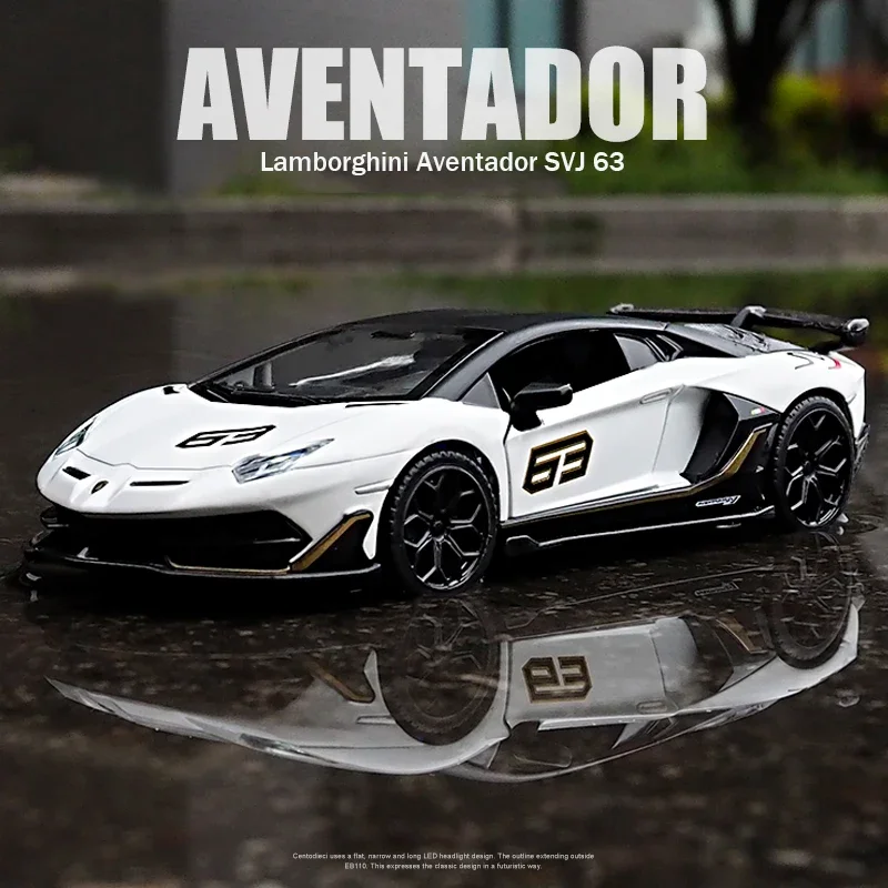 CCA 1:24 Quality Lamborghini Aventado SVJ63 simulation alloy die-casting model display bottom car model seat set collection gift