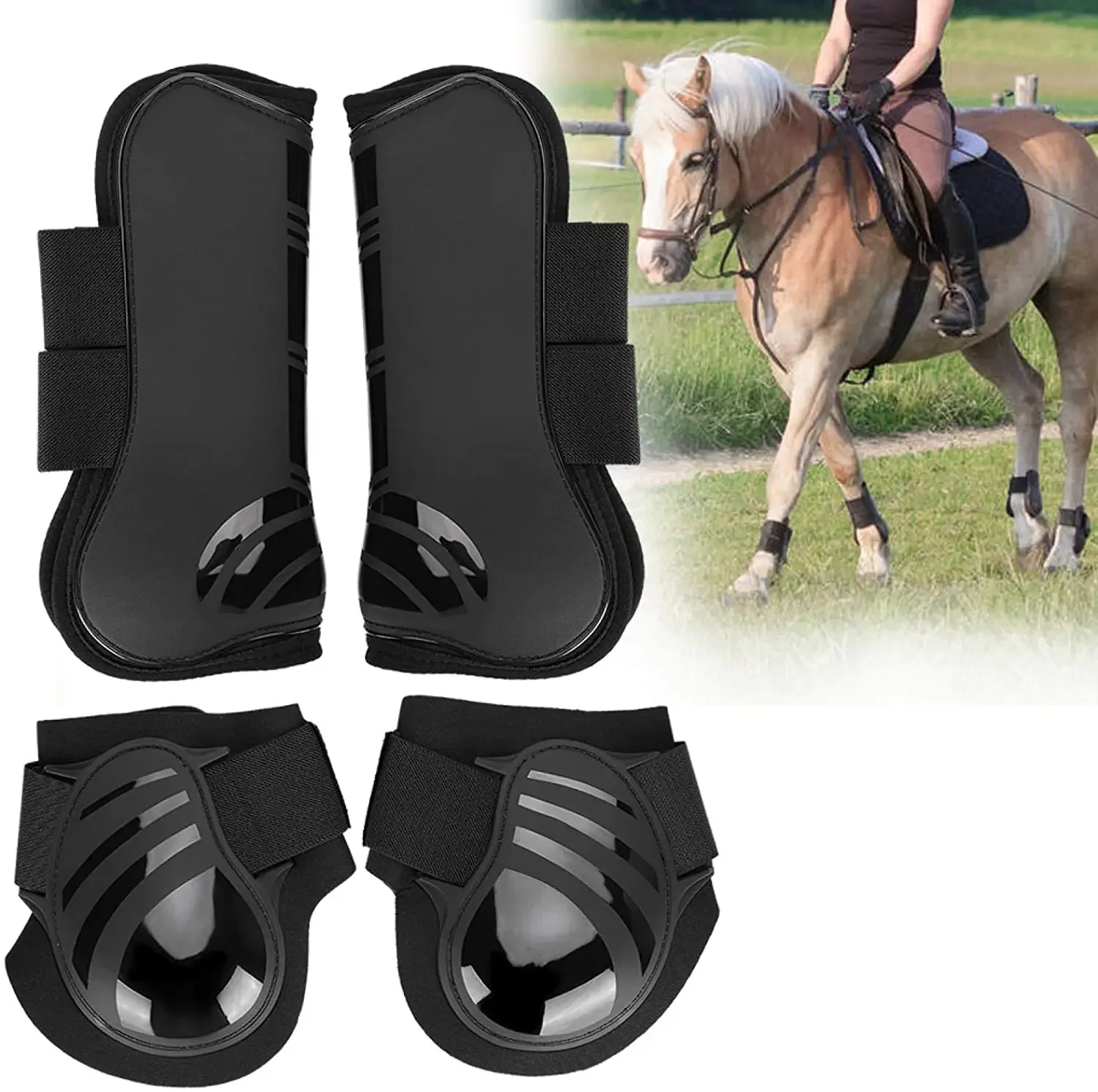 High Quality Horse Front Hind Leg Boots 4pcs Equine Equestrian Equipment Horse Tendon Fetlock Leg Protection Horse Riding Boots