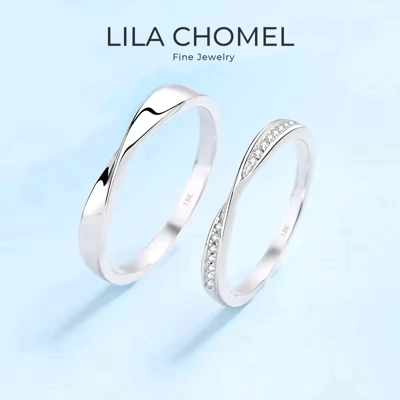 

Lover Wedding Band Men 18K White Gold Women Valentine's Day 0.64CT Moissanite Diamond Girl Engagement PT950 Birthday Gift Rings