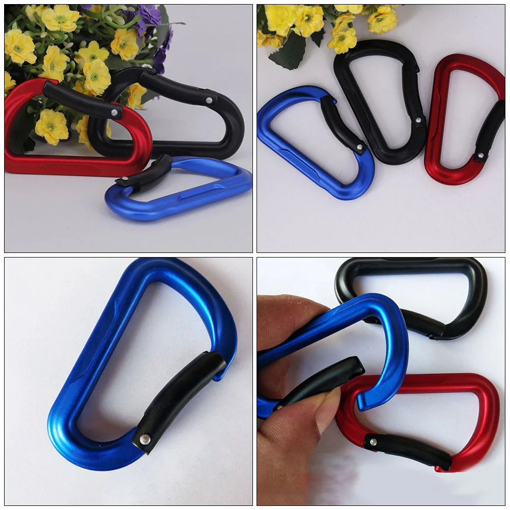 2 Pcs Heavy Duty Aluminum Alloy D Shaped Multi Functional Key Chains Buckles for Backpack Outdoor Climbing Gear