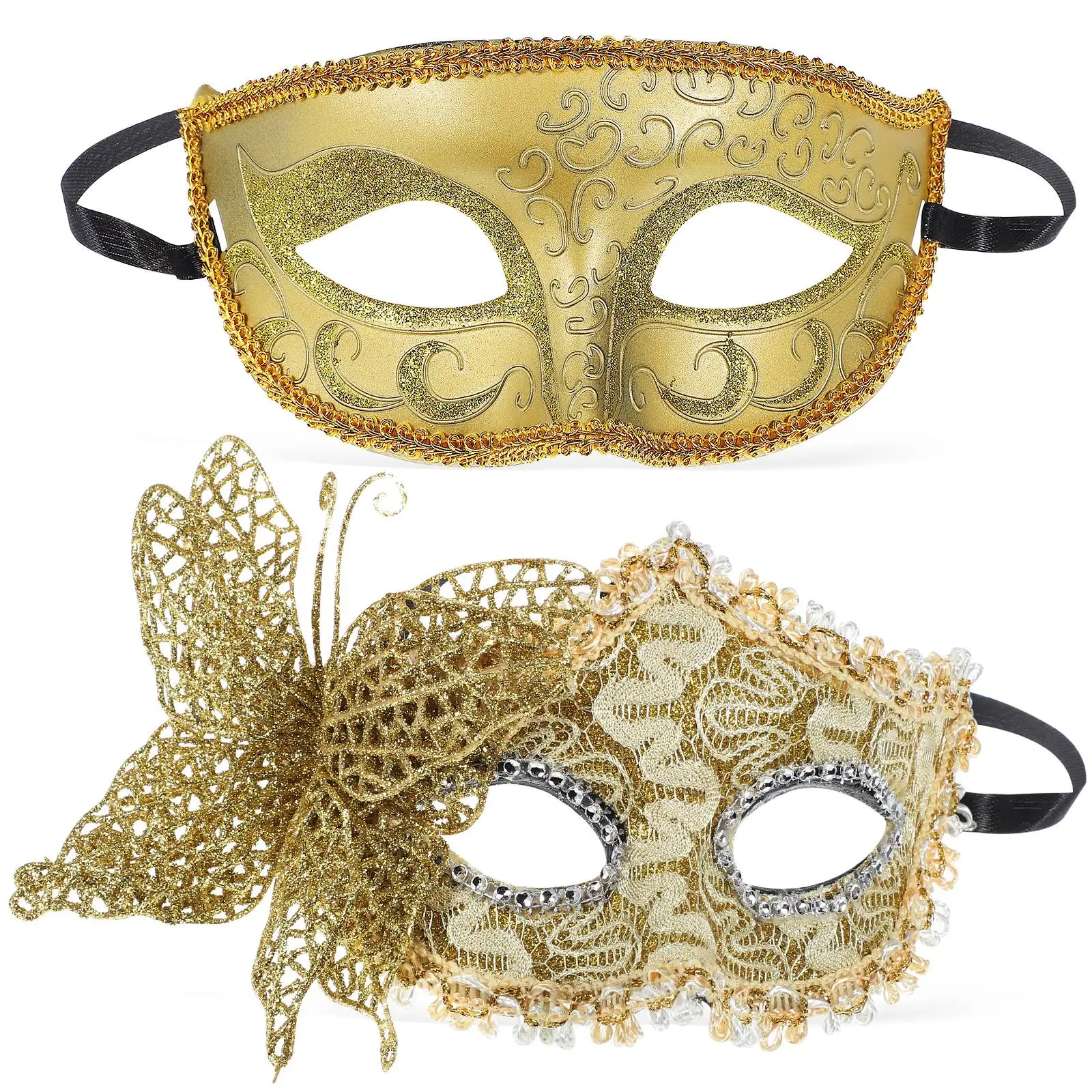 

2 Pcs Mask Costume Party Masks For Adults Vintage Decorative Prom Plastic Prop Butterfly Masquerade