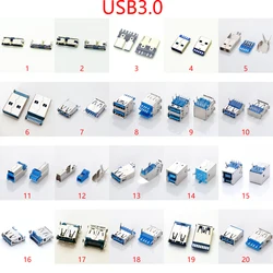 2PCS USB 3.0 Female Connector Micro USB Jack Dual Charging Socket High-speed Data Transmission for Laptop U Disk Printer