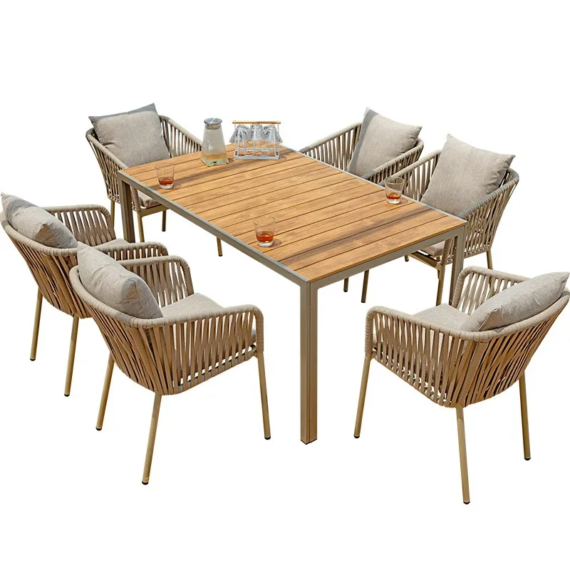 

Outdoor leisure tables and chairs, garden bed and breakfast terrace villa, plastic wood retractable table