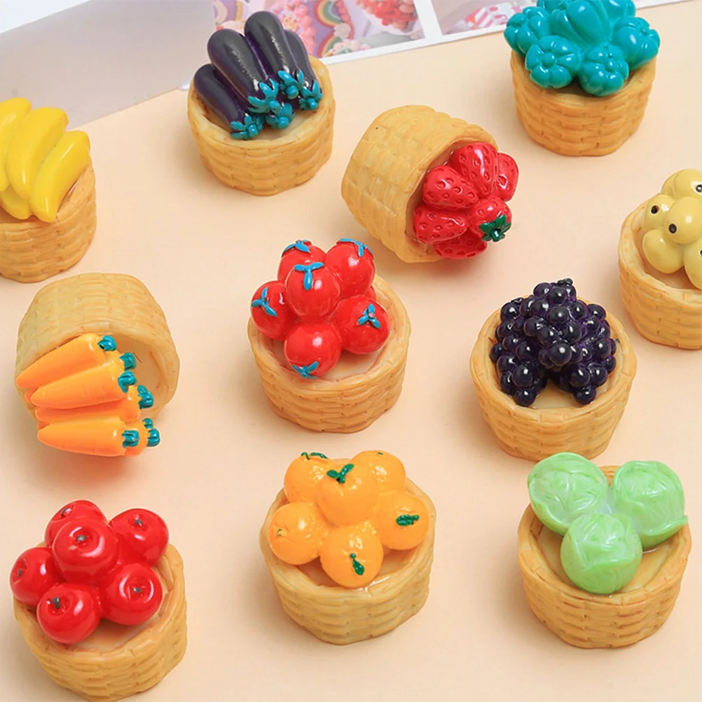 

6 Pcs Fruit Basket Ornaments Mini House Baskets Decoration Decorative Model Dollhouse Vegetables Decorations for Miniature