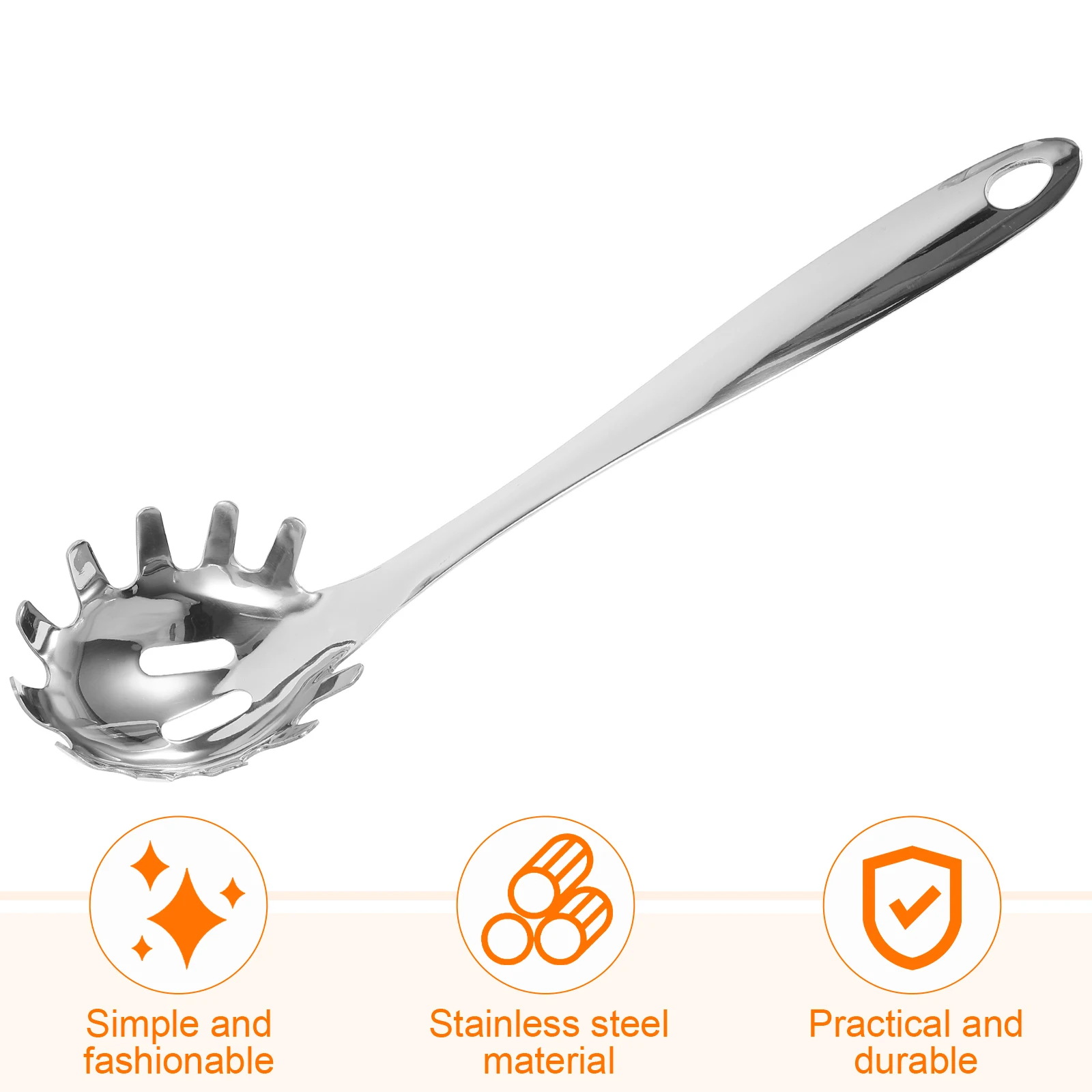 

Stainless Steel Noodle Strainer Kitchen Utensil Lightweight Rust Resistant Silver Home Use Pasta Spoon Noodles Colander Kitchen