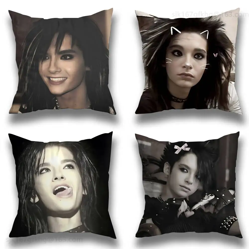 

T-Tom kaulitz Bill Kaulitz Pillow Case Square Double-Sided Printing Short Plush Sofa Cushion Cover Bedroom Bedside Pillow