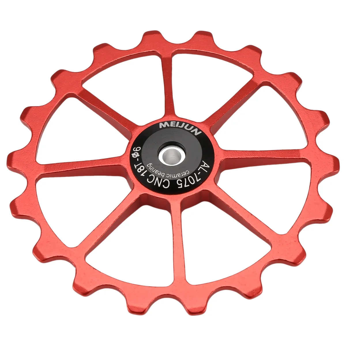 ABPO MEIJUN 18T MTB Deragliatore posteriore per bicicletta Ruota Jockey Cuscinetto in ceramica Puleggia Rullo guida bici da strada Tenditore 4mm 5mm 6mm(Rosso)