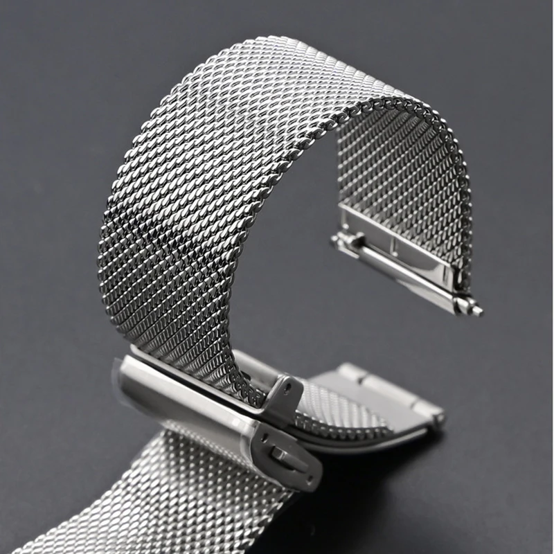 316 Stainless Steel Strap Milanese Loop 20mm 22mm Folding Buckle Quick Release Universal Metal Replace Watch Bracelet Band﻿
