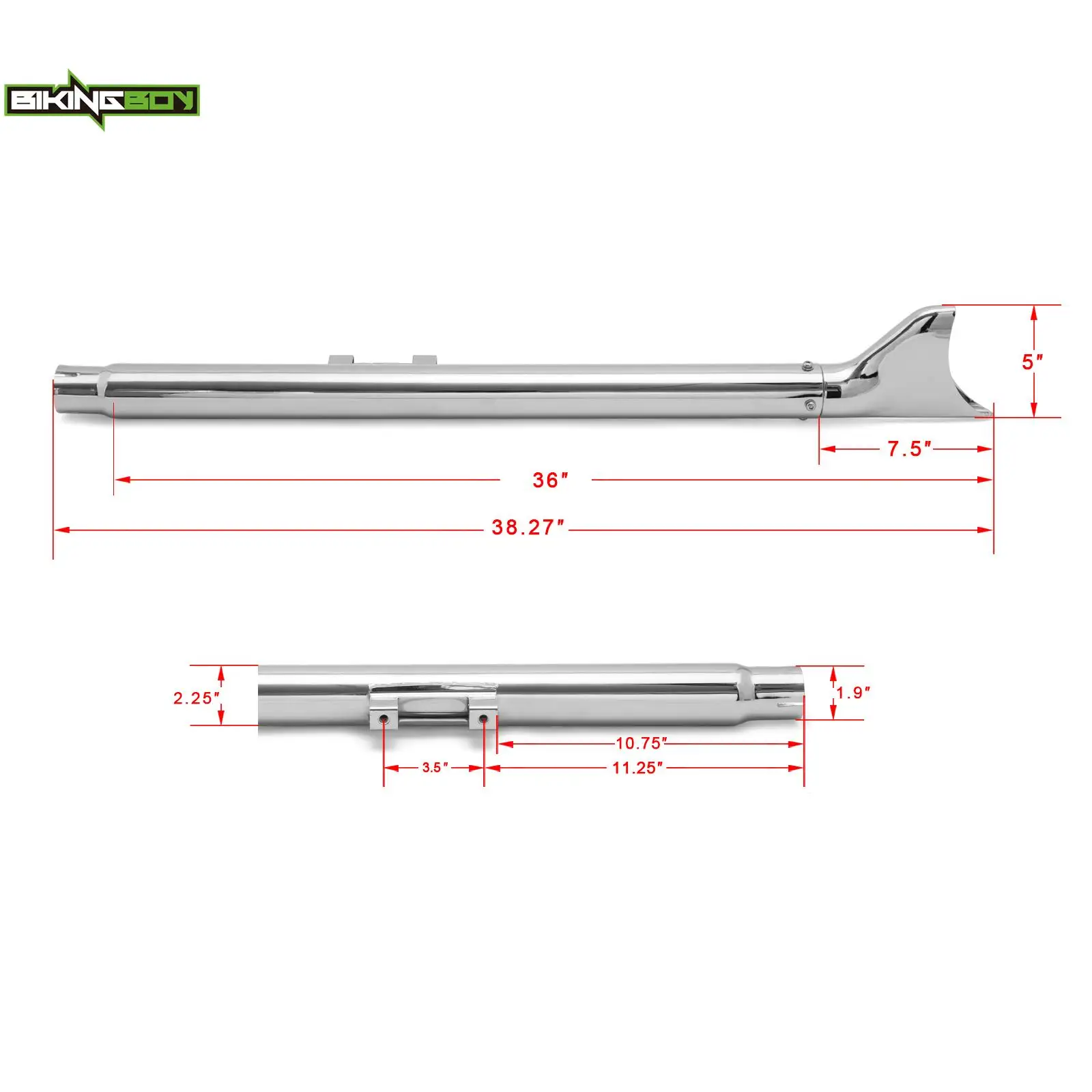 33 "36" 39 "42" Slip On Fishtail Uitlaatdemper Uitlaatpijp Voor Softail Chopper Fatboy Flstf Heritage Flstc Fxstc Flstn Fxstd 07-17 10