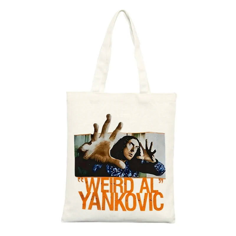 Canvas Tote Bag with Hand Graphic and Typography Print, Retro Style for Casual Shopping and Daily Use