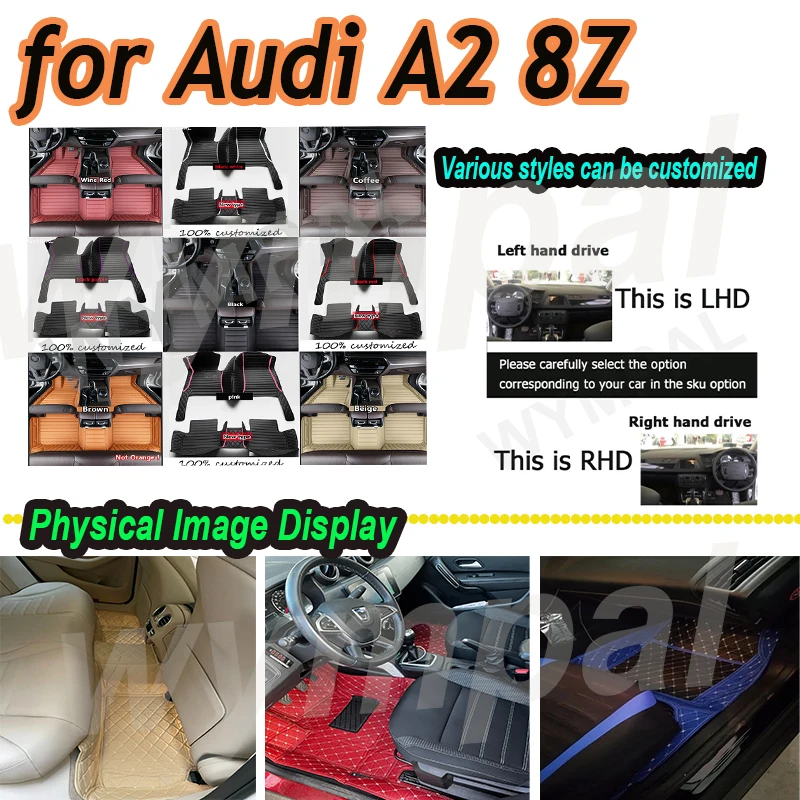 LUXURY Car Floor Mat For Audi A2 8Z 2000~2005 5seat Water Poof Car Matts Floor Carpet Leather Mat Coche