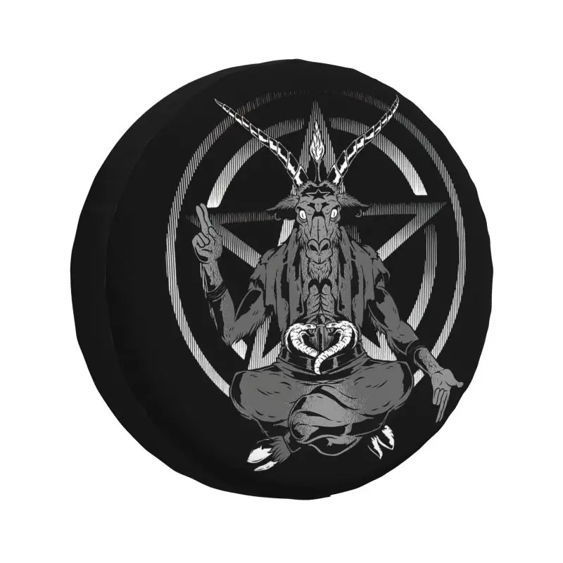 Custom Satanic Goat Devil Lucifer Pentagram Spare Wheel Cover for Suzuki Mitsubish 4WD RV Baphomet Occult Magic Tire Protector