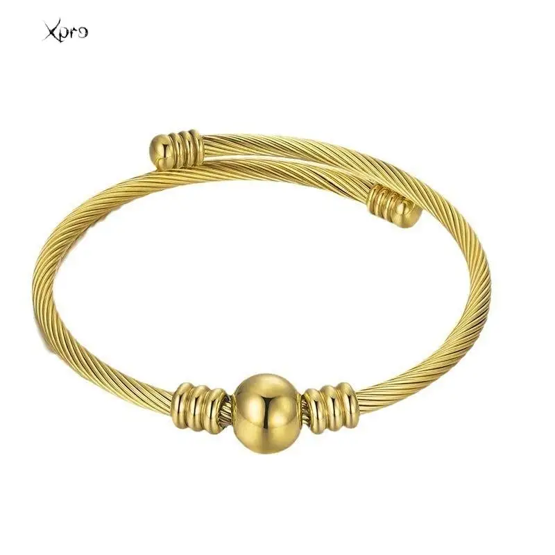 Fashion Punk Gold Color Bangles for Women Men Trendy Stainless Steel Metal Bracelets Bohemian Jewelry Accessories Gift Wholesale