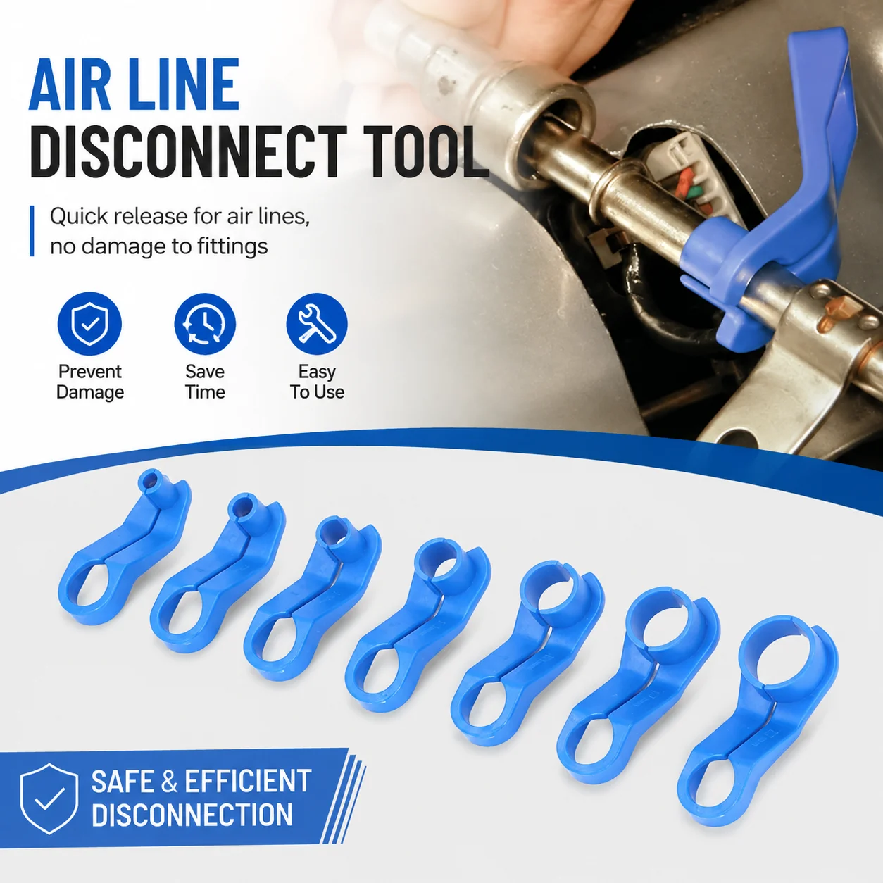 7Pcs A/C Line Disconnect Tool Set Quick Fuel Line Release Auto Air Conditioning Pipe Removal Hand Tools for Car