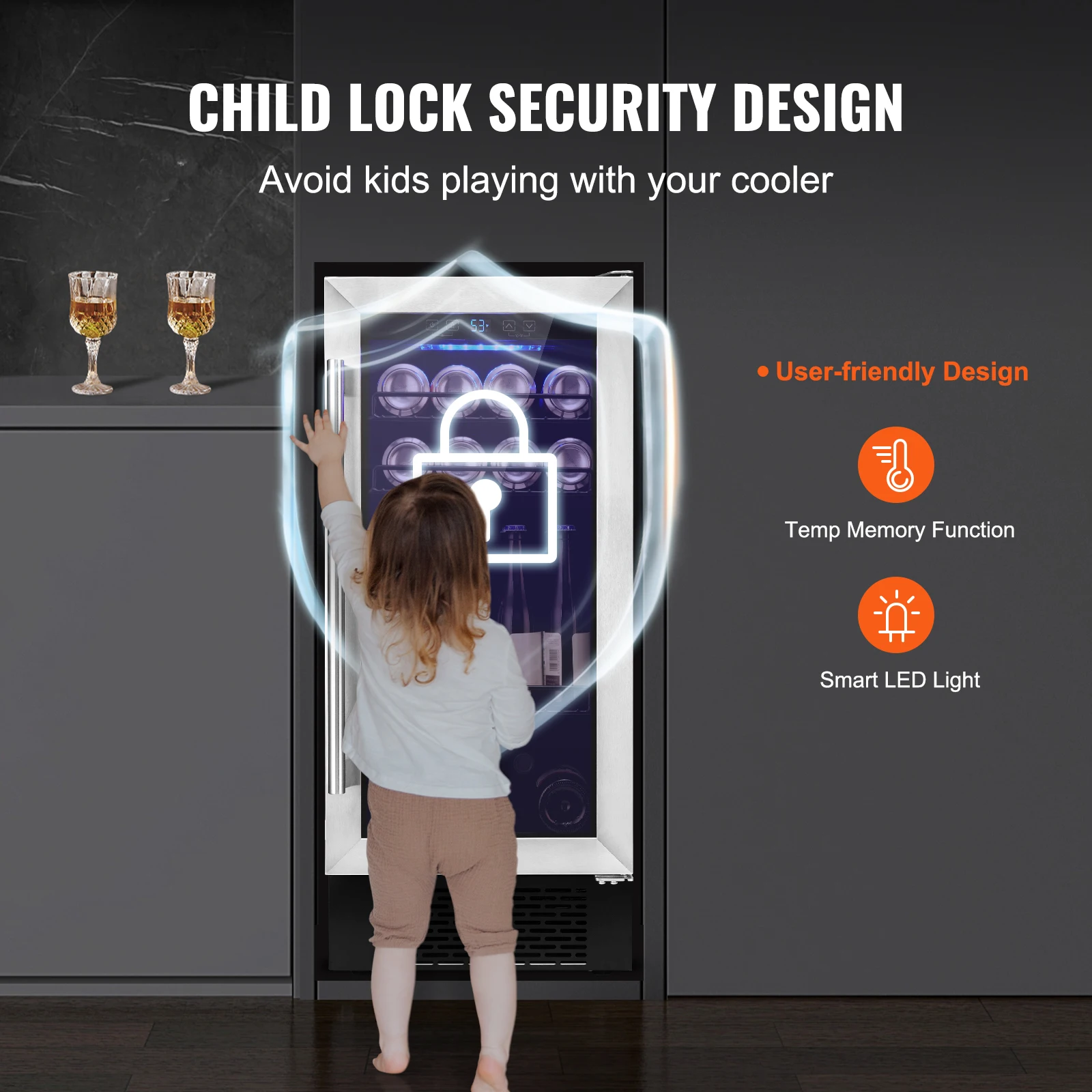 VEVOR-refrigerador do vinho para a barra home, refrigerador da bebida, capacidade do refrigerador sob o contador, refrigerador incorporado ou autônomo do vinho, bebida de cerveja