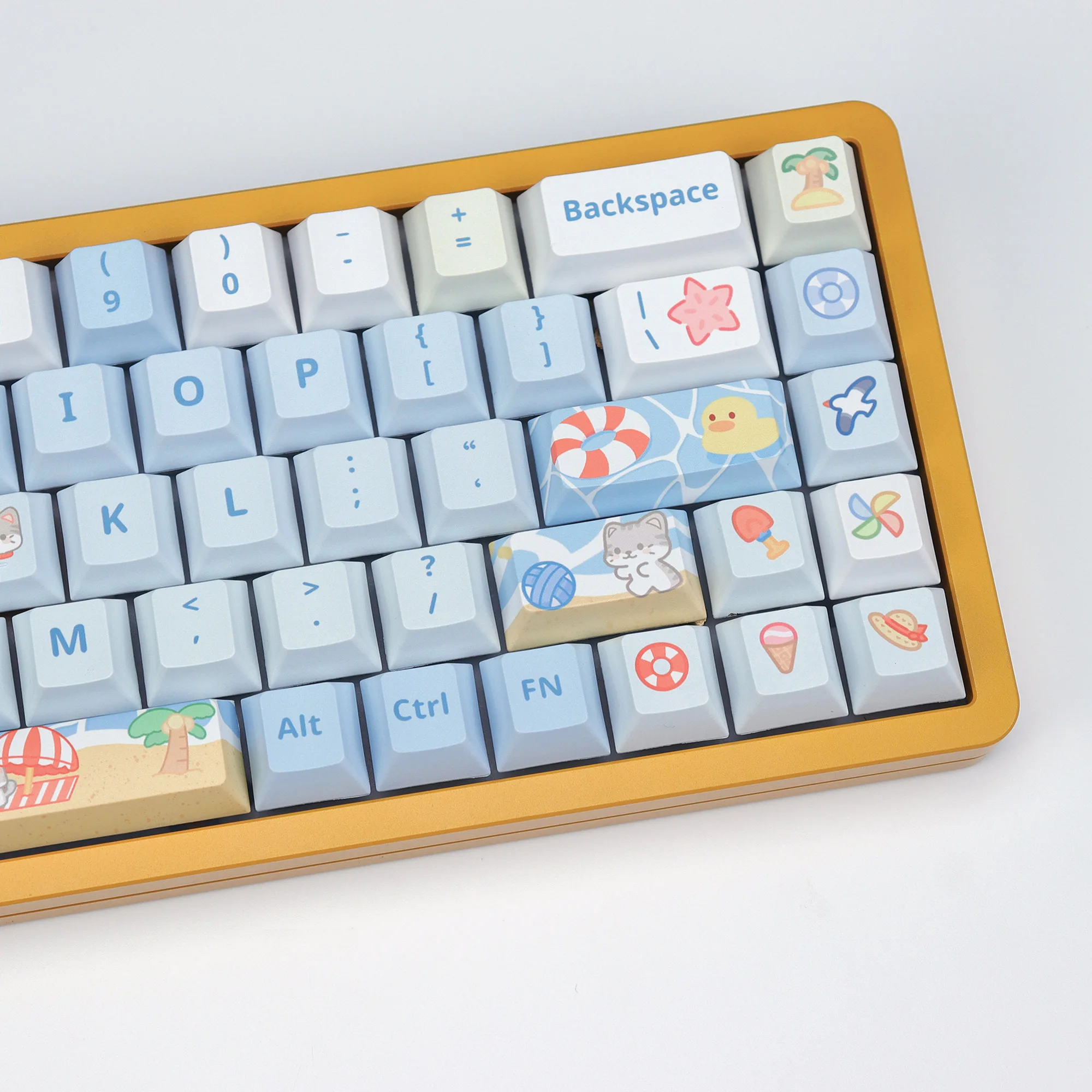 

KBDiy Summer Beach Keycap PBT Cherry Profile Симпатичные колпачки для клавиш в стиле аниме на заказ Alice Split Space 7U ISO для механической игровой клавиатуры