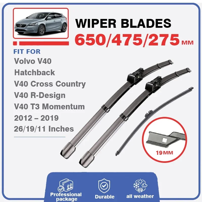 LHD RHD Front Rear Wiper Blades Set For Volvo V40 2012-2016 Cross Country T3 RDesign Momentum Windshield Windscreen Window Part