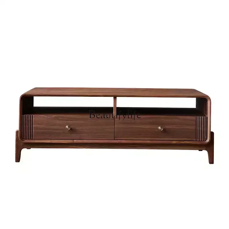 

lSolid wood coffee table Nordic medieval style North American black walnut sofa front low table