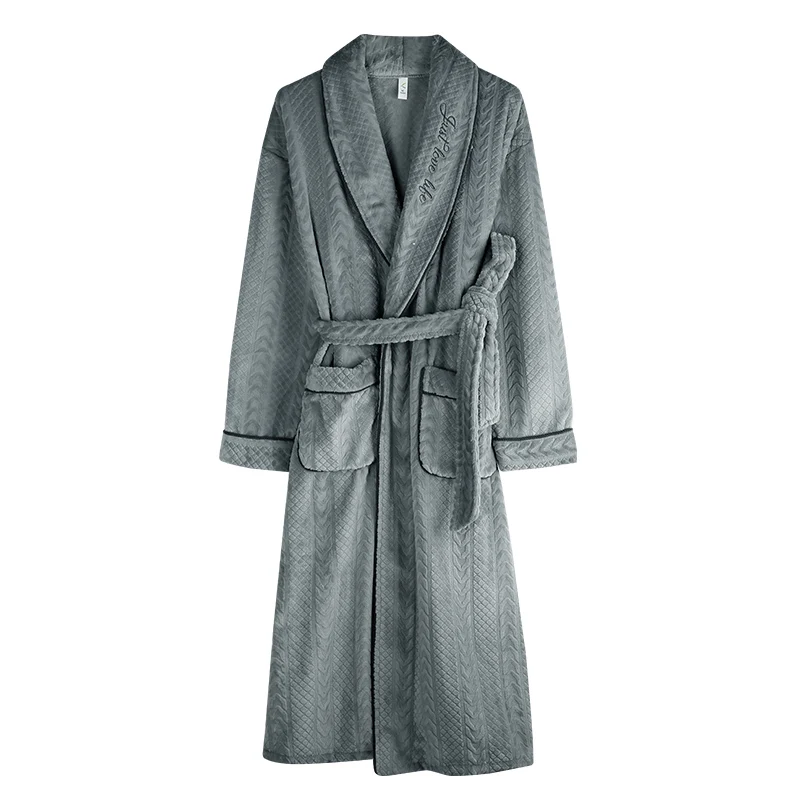 New Arrival Winter Autumn Casual Thick Flannel Male Nightwear Men Bathrobe Belt Elegant Bathroom Spa Coral Velvet Men Robe