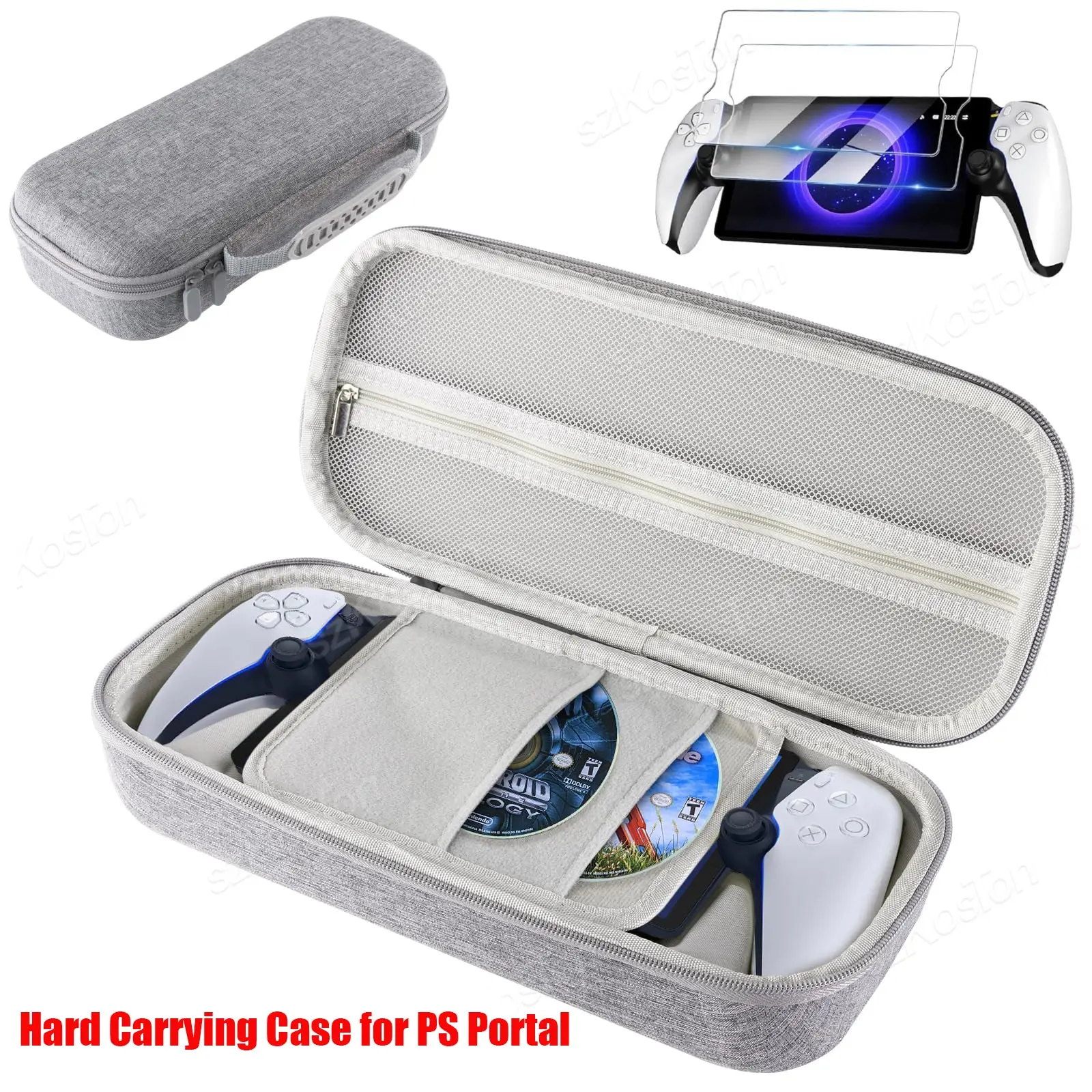 EVA Hard Carrying Case Portable Storage Bag with Screen Protector for PlayStation Portal Games Console for PS Portal Accessories