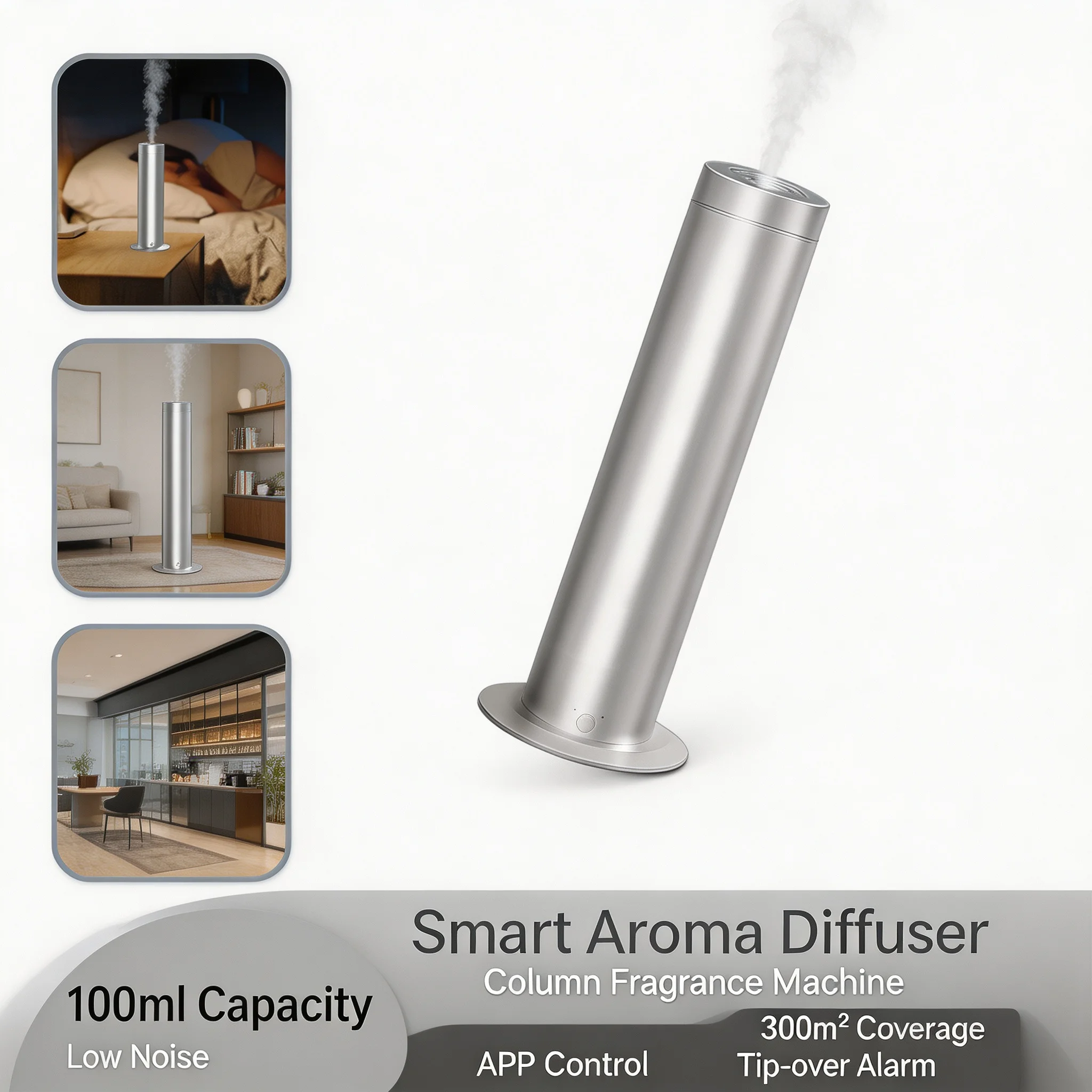 Commercial Waterless Aroma Diffuser 100ml Cold Air Essential Oil Machine WiFi Bluetooth 300㎡ for Hotel Office Mall SPA Decor