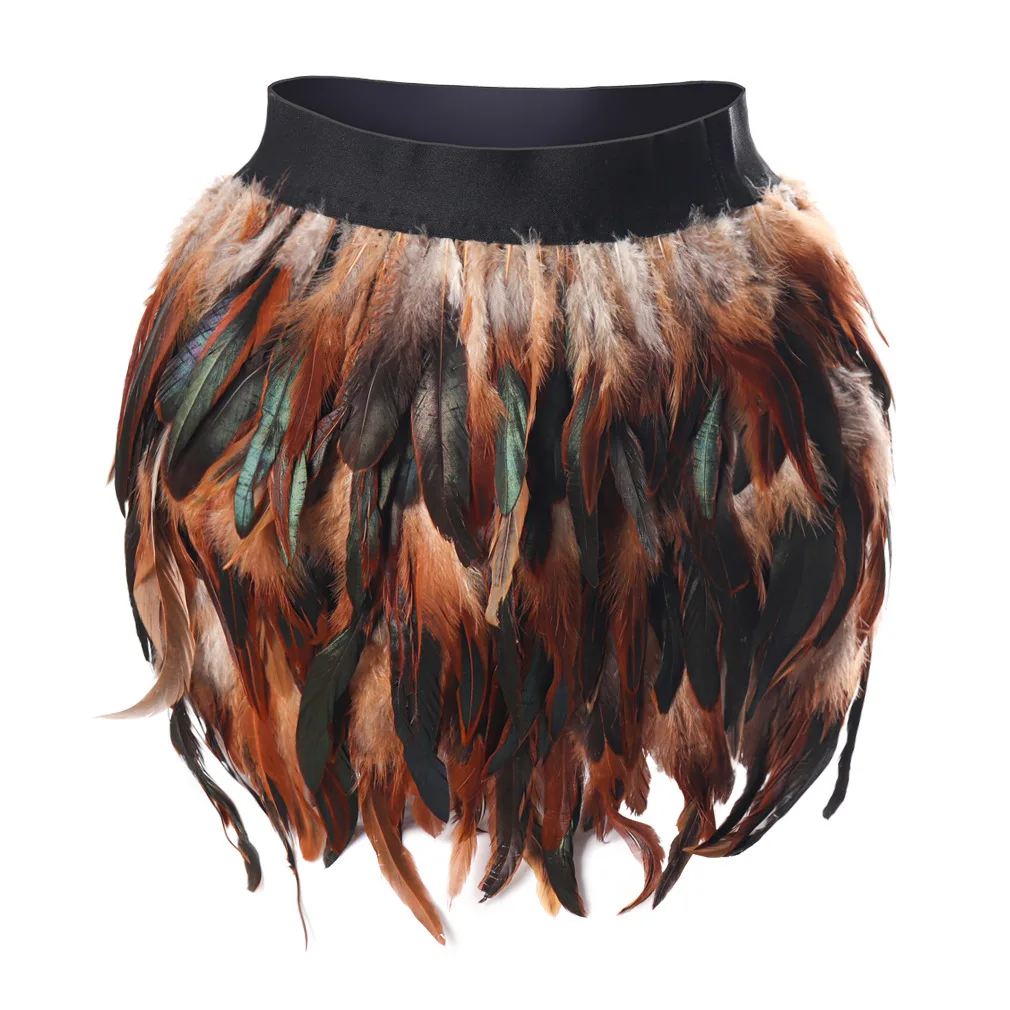 Irregular Dance Skirt Gothic Festival Carnival Party Dance Summer Women's Fashion Feather Skirt Bar Jazz Multi-color Short Skirt