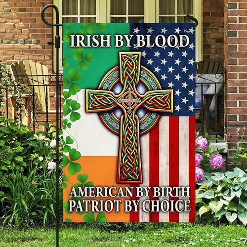 Irish By Blood American By Birth Patriot By Choice Double-sided Garden Flag OOV IIC