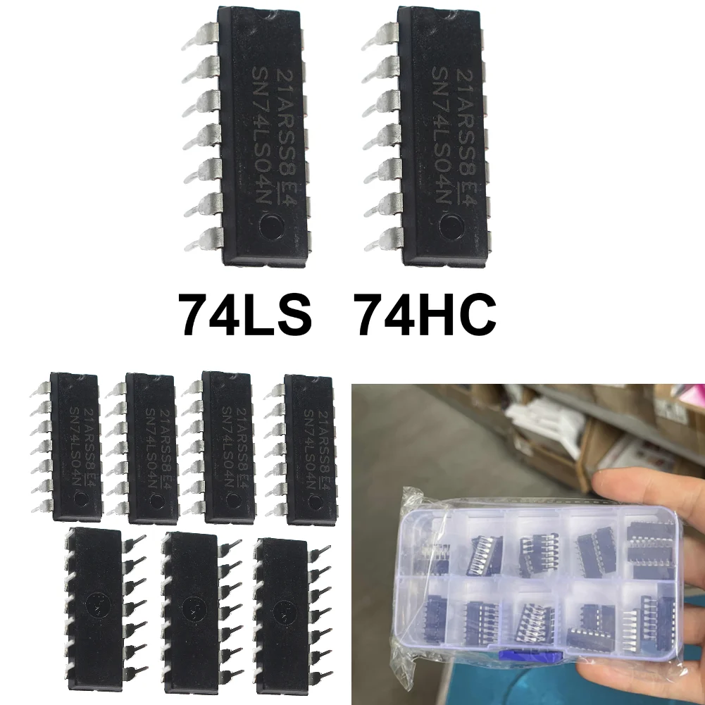 50PCS Integrated Circuit Logic IC 74HC/74LS DIP-14 5 values IC Chip Assortment Box Kit Electronic Component