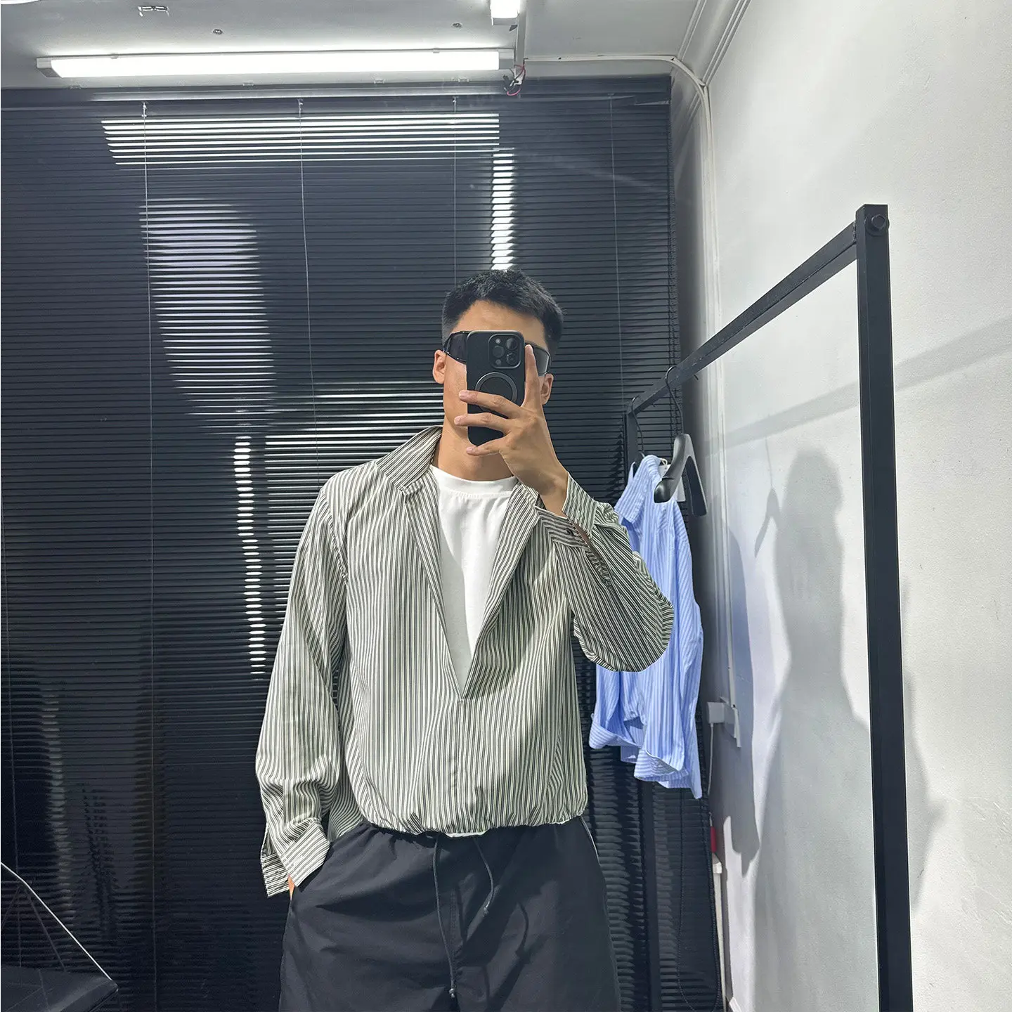 Dark Design Sense Avant-Garde Fake Two-Piece Striped Shirt Autumn Loose Retro Idle Style Versatile Long Sleeve
