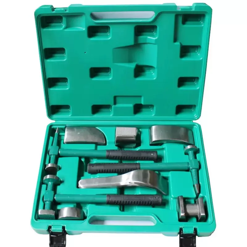 9PCS Set Sheet Metal Concave Repair Tools Auto Sheet Metal Hammer Set Flat Head Sheet Metal Tool Horn Car Dent Repair Tool.