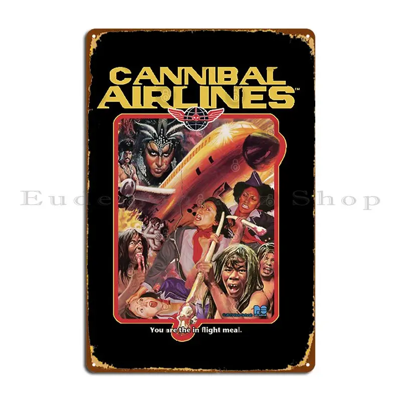 Cannibal Airlines T Shirt Metal Plaque Poster Retro Garage Decoration Mural Printed Designing Tin Sign Poster