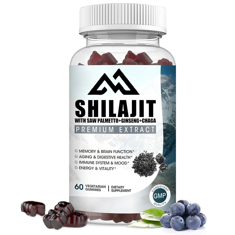 

Himalayan natural Shilajit supplement vegetarian gummies contain over 85 trace minerals and fulvic acid - efficient 60 gummies