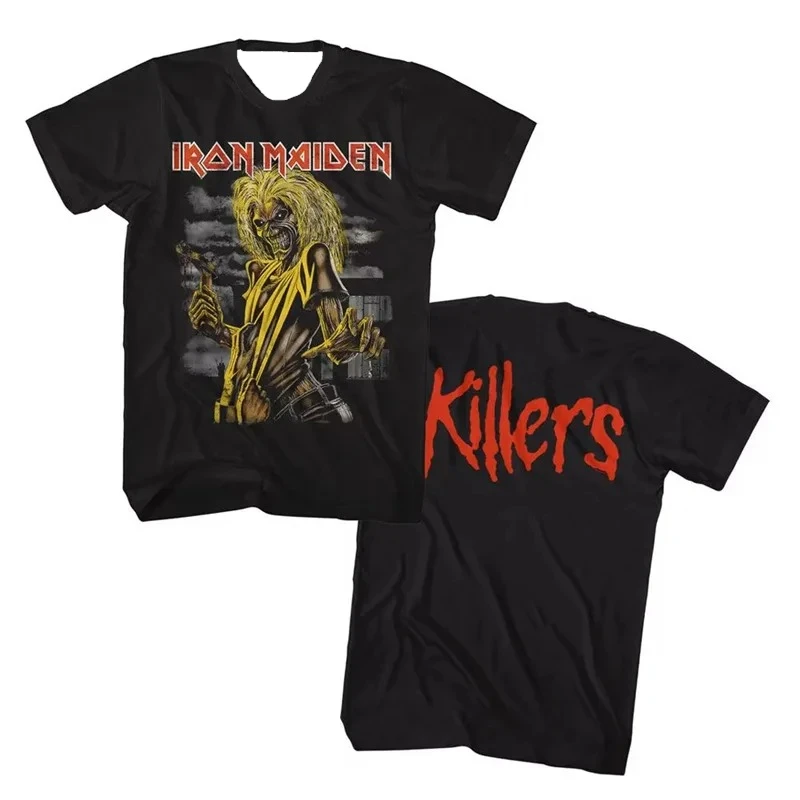 الحديد البكر في مكان ما في الوقت المناسب تي شيرت إيدي سايبورغ خمر روك باند تي شيرت الرجال ثلاثية الأبعاد تي شيرت مطبوع أنيق المرأة بلايز Y2k