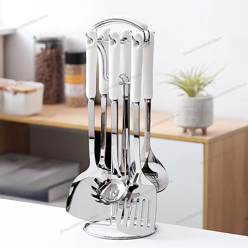 For Household Stainless Steel Kitchenware Full Set Spatula Set, Stir-frying Spatula, Spoon, Strainer, Strainer, Seven-piece Set