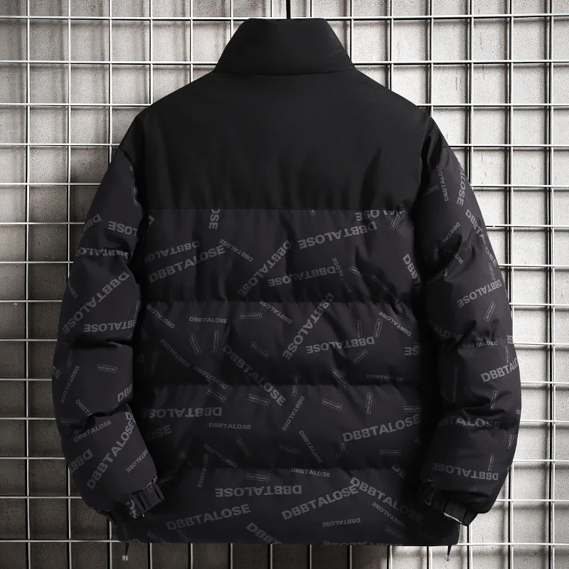 Autumn Winter Men's Turtleneck Alphabet Printed Pockets Zipper Long Sleeve Shirring Cardigan Coats Jackets Office Lady Tops