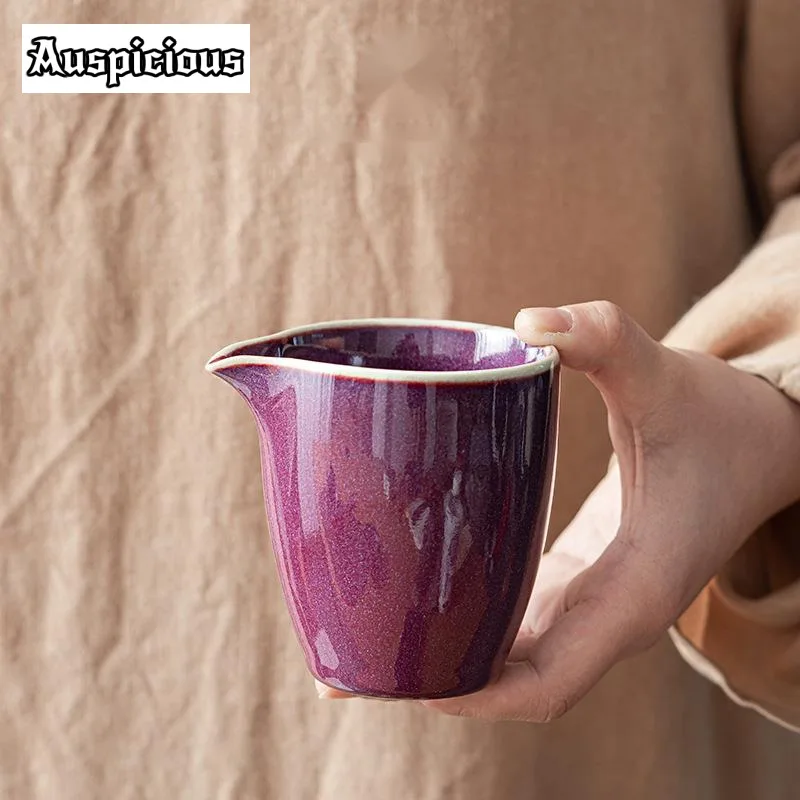 250ml Chinese Purple Jun Kiln Porcelain Tea Pitcher Elegant Cha Hai Household Justice Cup Coffee Cafes Decoration Accessories