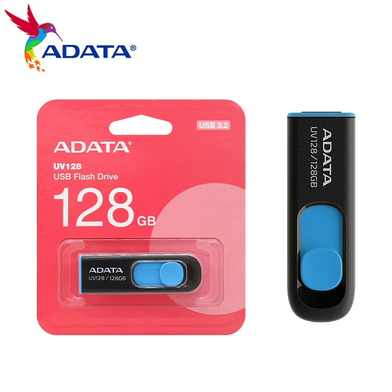 100% Original USB3.2 ADATA UV128 Flash Drive 128GB 64GB 32GB 16GB USB 3.2 Read up to 100Mb/s Pen Drive High Speed for Computer