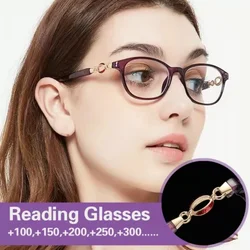 Retro Elegant Reading Glasses for Women Resin Anti Fatigue Ultralight Readers +1.0 To +4.0