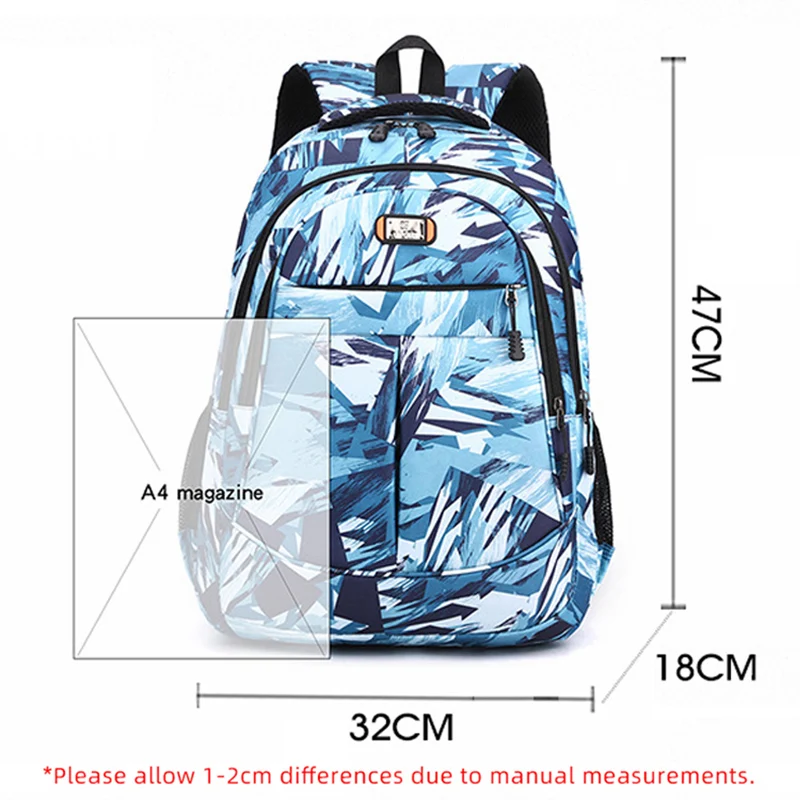 Tas punggung kapasitas besar tas sekolah Gambar cetak warna ransel Sekolah Menengah Pertama tas punggung bepergian kedap air pelajar XM221