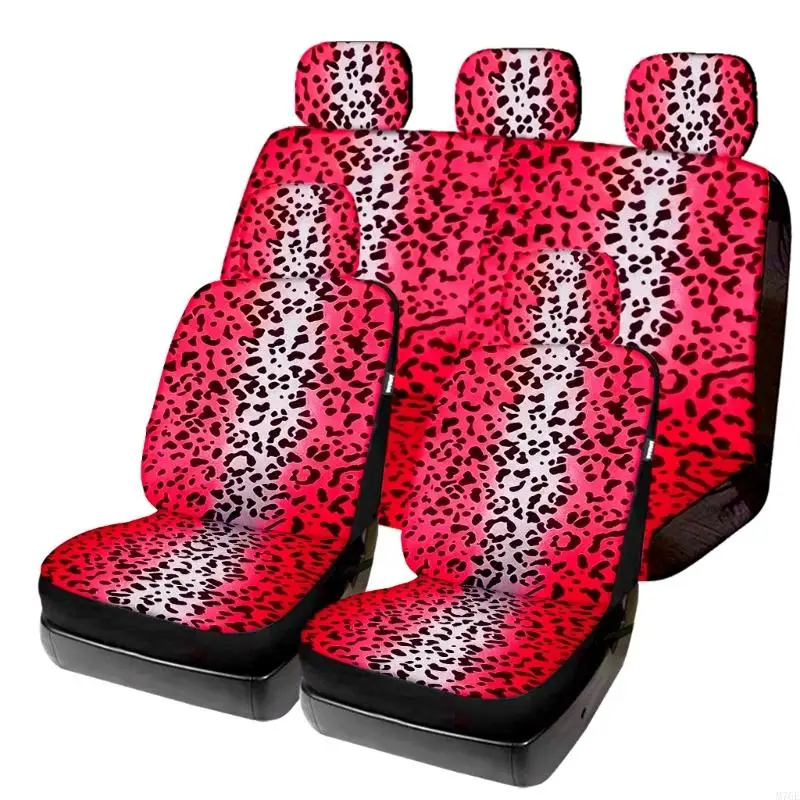 M76E Modernes Farbverlaufs-Leopardenmuster-Autositzbezüge-Set, weicher Polyester-Sitzschutz, einfach zu warten und zu – Detail 7