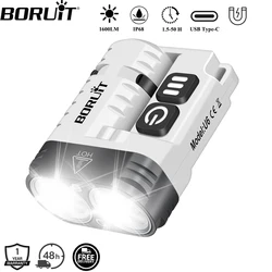 BORUiT U6 1600LM Flashlight Keychain Magnet IP68 Waterproof USB-C Rechargeable Spotlight Camping Fishing Torch Emergency Lamp