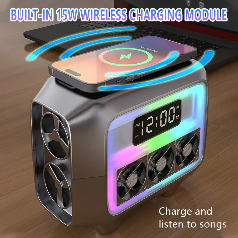 

Multifunction Bluetooth Audio 15W Wireless Charger Three-in-one Alarm Clock RGB Colorful Atmosphere Light Computer Game Speakers