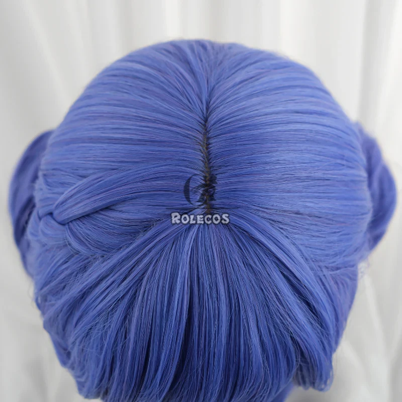 ROLECOS Synthetisch Haar Spel LOL Crystal Rose Sona Cosplay Pruiken Met Broodjes Sona Halloween 30 cm Korte Blauwe Pruik Synthetisch haar