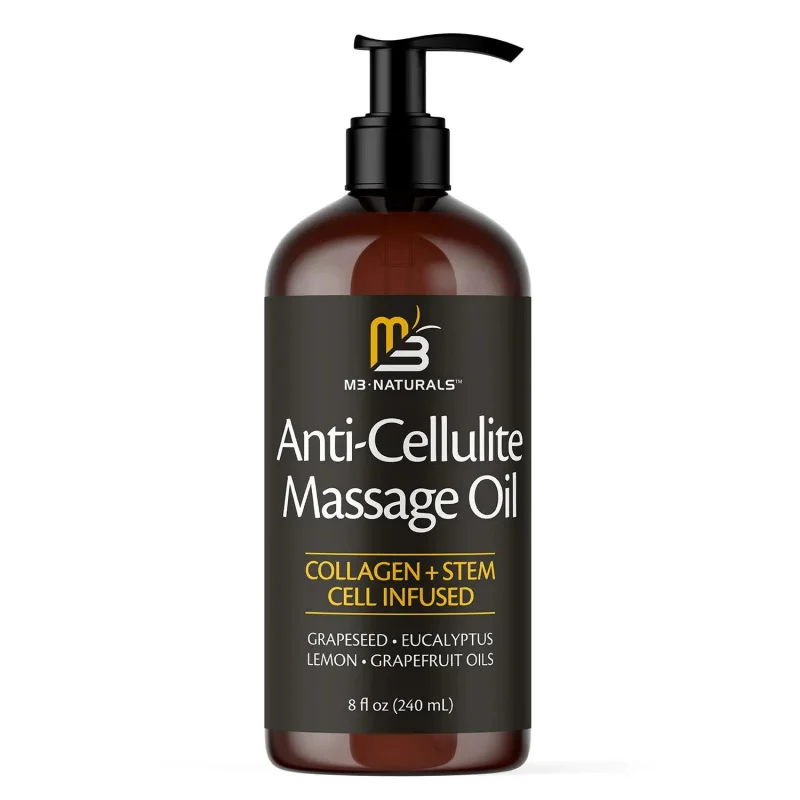 

Масло для массажа от целлюлита M3 Naturals, 8 унций, разглаживает целлюлит, масло для ухода за телом и кожей, успокаивающее масло для тела