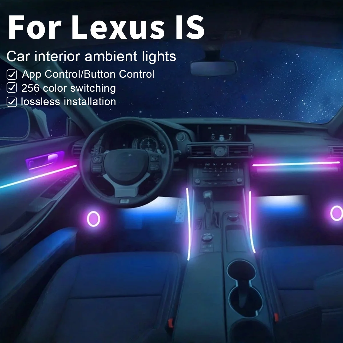 

Для Lexus IS XE30 22in1 RGB интерьер автомобиля акриловые автомобильные окружающие освещение RGB скрытая акриловая полоса украшения атмосферные аксессуары