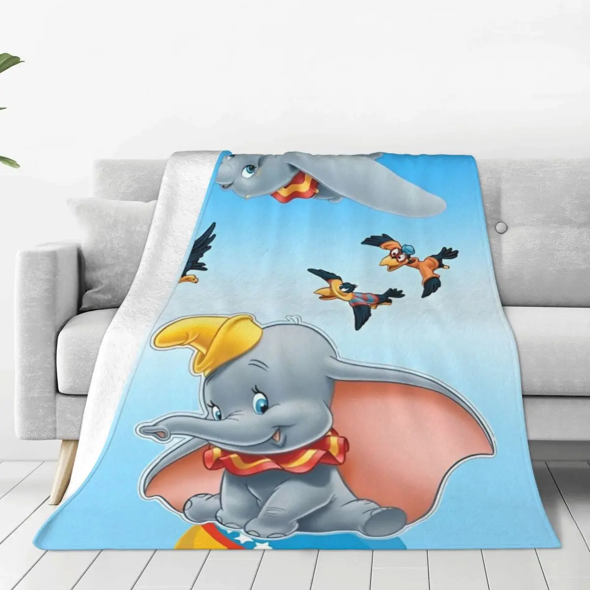 MINISO Dumbo Blankets Quality Warm Throw Blanket Winter Travel Office Couch Bed Funny Bedspread