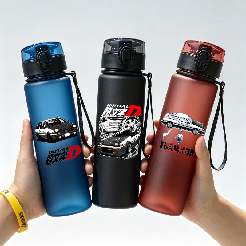 650ml Anime Initial D Series Water Bottle with Filter Cartoon Cup Student Outdoor Sports School Mug Plastic Kettle Birthday Gift